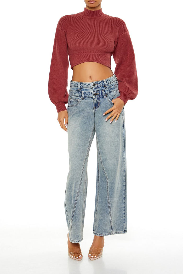 Mock Neck Cropped Sweater