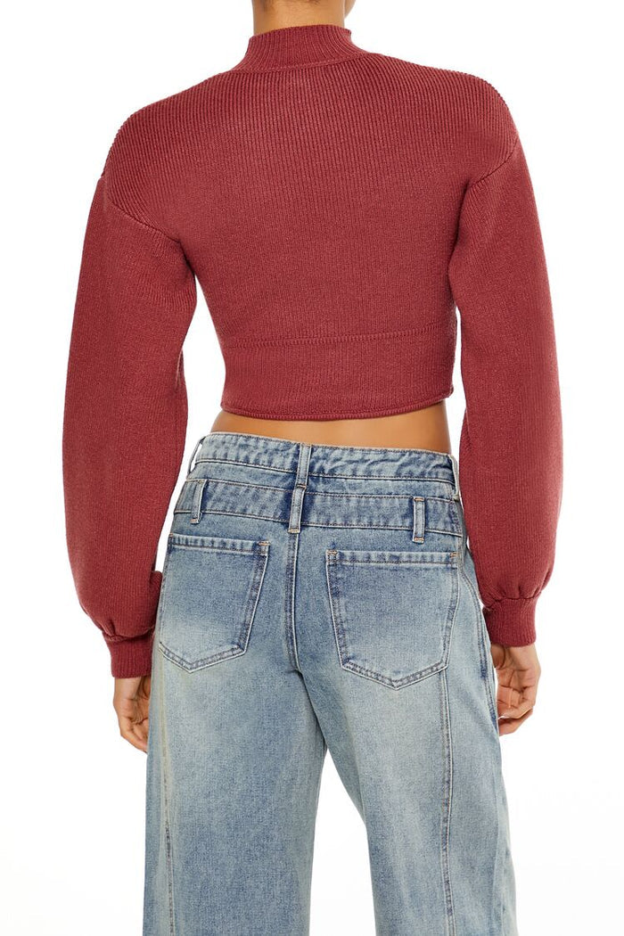 Mock Neck Cropped Sweater