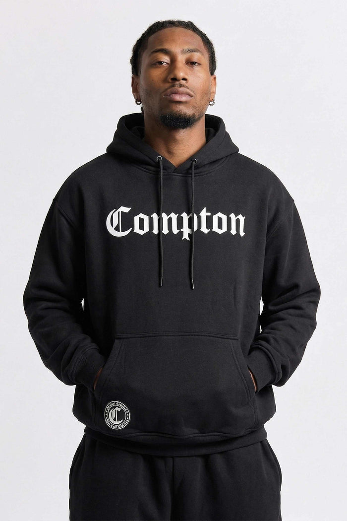Moletom Canguru Compton Clássico com Capuz - Preto