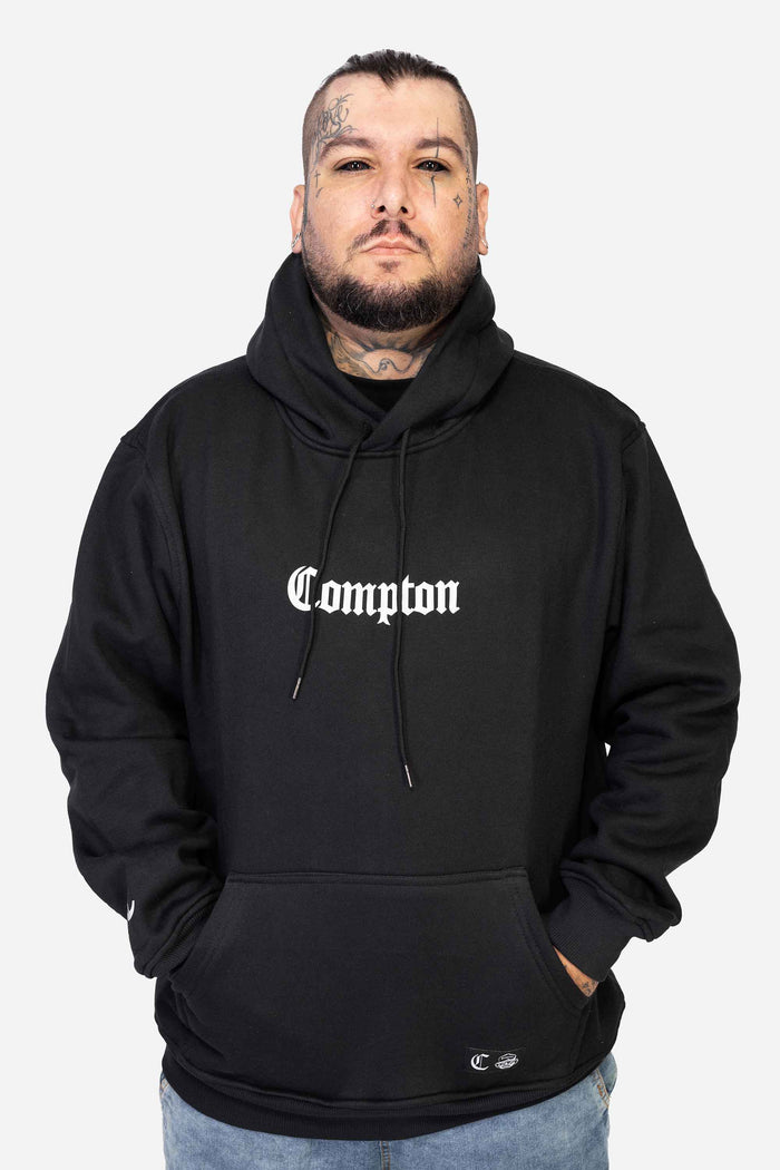 Moletom Compton Canguru Logo Refletivo Preto - COMPTON
