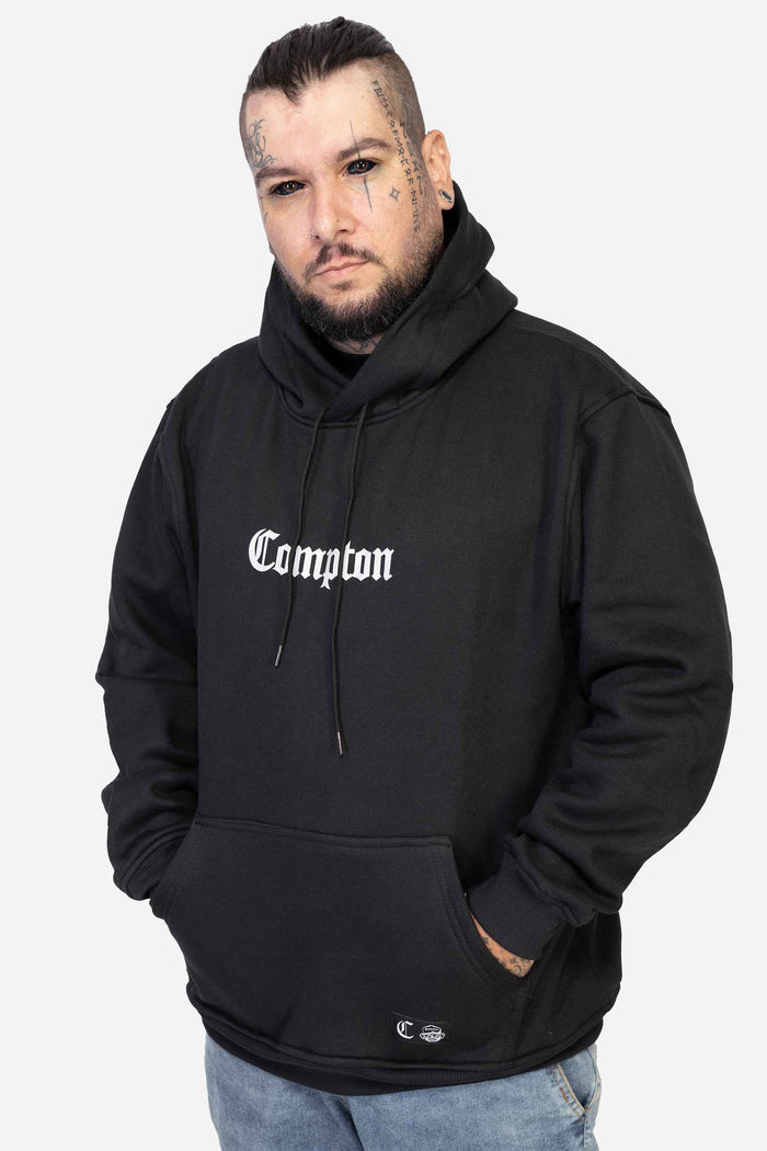 Moletom Compton Canguru Logo Refletivo Preto - COMPTON