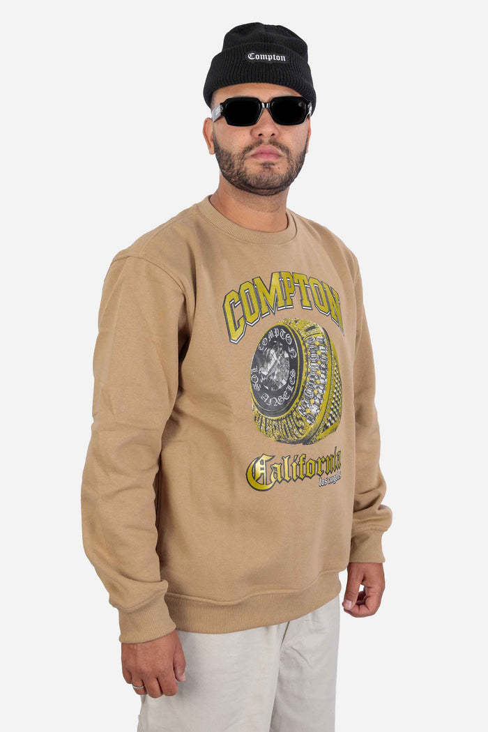 Moletom Compton Careca Champion Ring Caqui - COMPTON