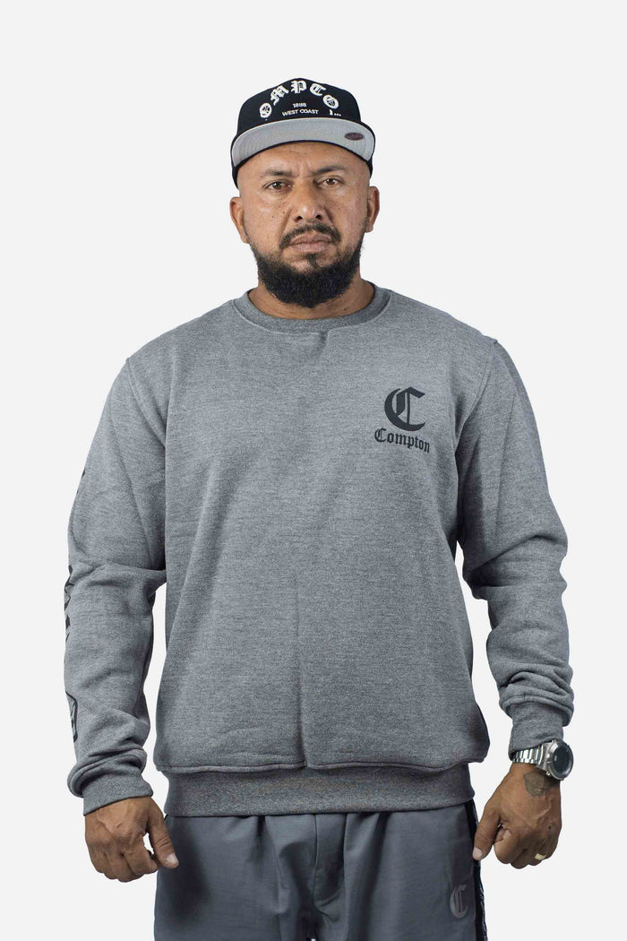 Moletom Compton Careca Logo Cinza - COMPTON