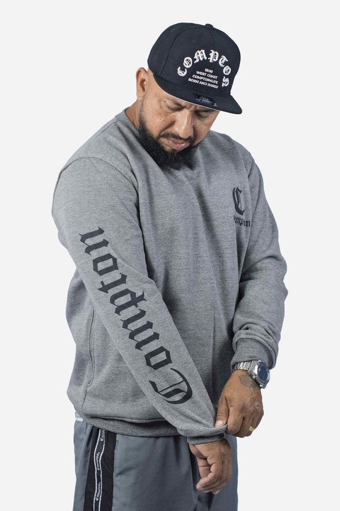Moletom Compton Careca Logo Cinza - COMPTON