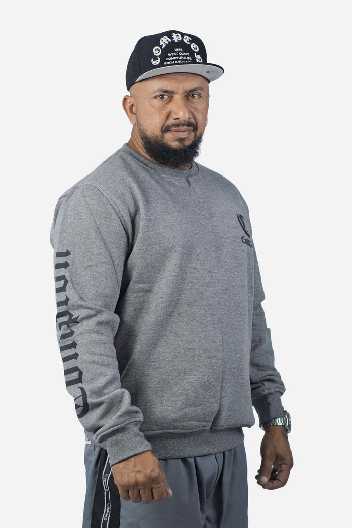 Moletom Compton Careca Logo Cinza - COMPTON
