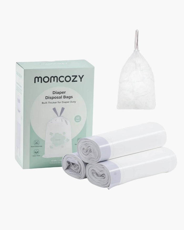 Momcozy Recharges pour poubelle à couches | Packs désodorisants et sacs poubelle à lien coulissant