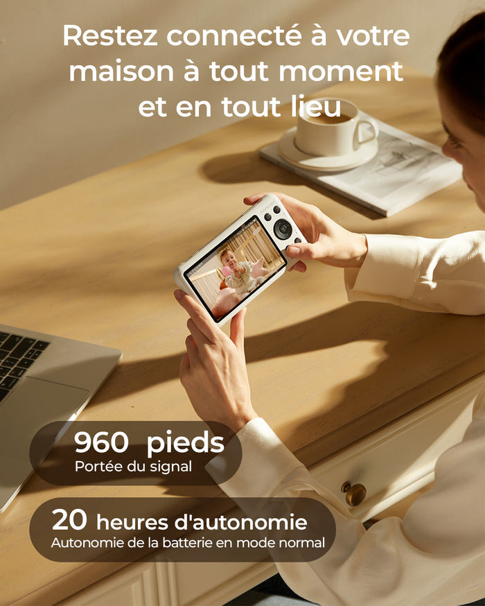 Moniteur bébé intelligent Momcozy 5 pouces double mode avec 2 caméras – BM04