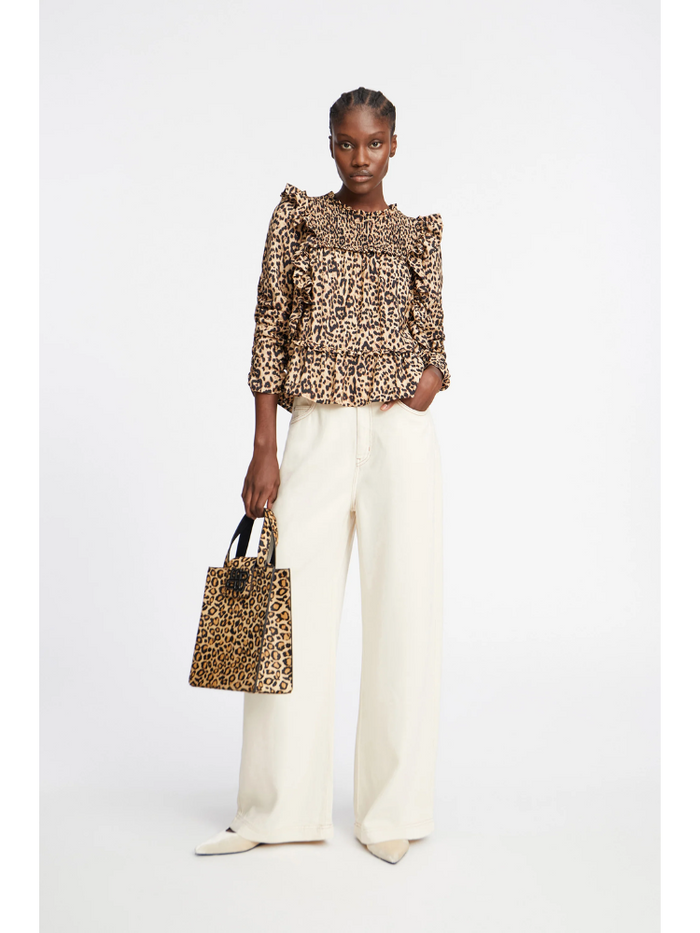 Munthe Crisp Animal Print Blouse Camel