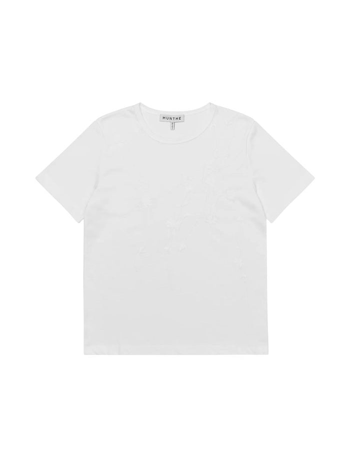 Munthe Piris Floral Embroidered T-Shirt White