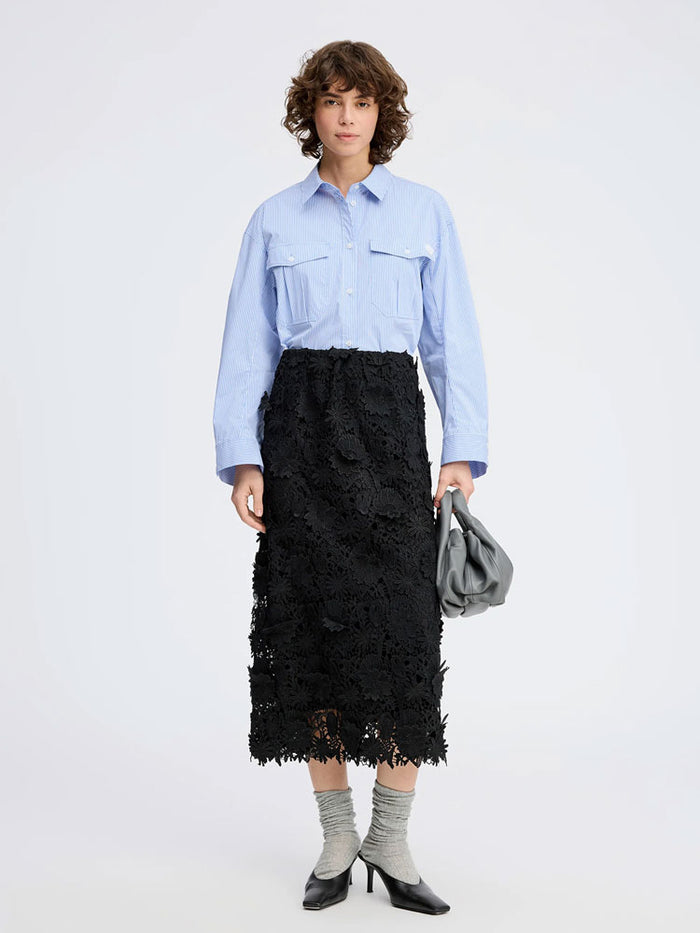 Munthe Pomi Black Floral Applique Skirt
