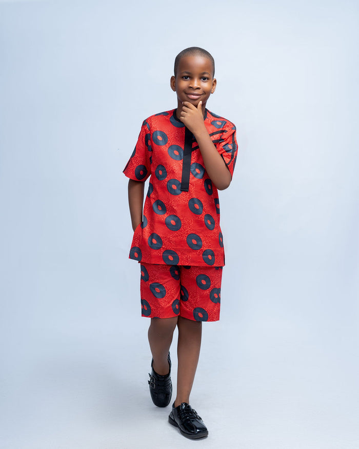 Nate Boys' African Print Co-Ord Set (Shirt and Shorts)