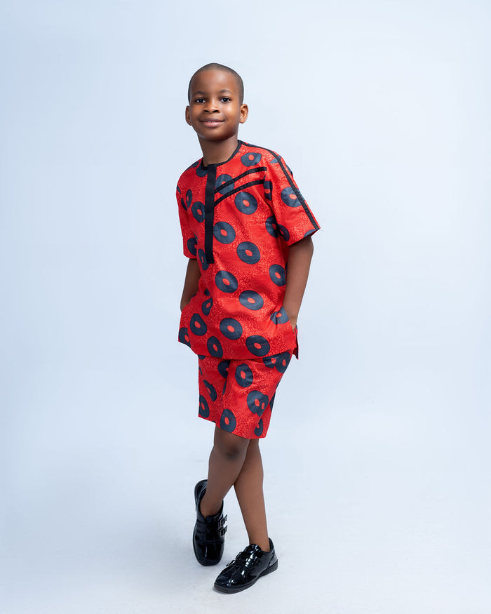 Nate Boys' African Print Co-Ord Set (Shirt and Shorts)