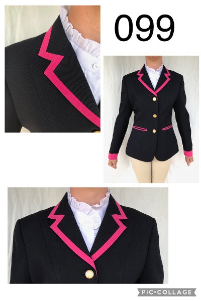 Navy, Hot Pink Collar, Pocket & Cuff Trims SUPER Smart Adults Show Jacket (099)
