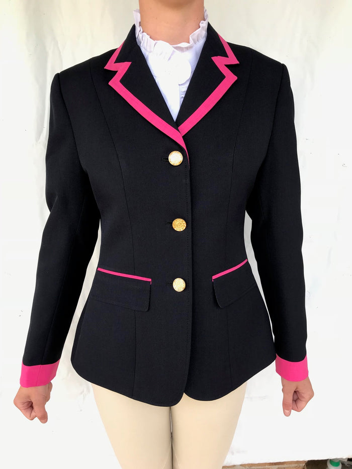 Navy, Hot Pink Collar, Pocket & Cuff Trims SUPER Smart Adults Show Jacket (099)