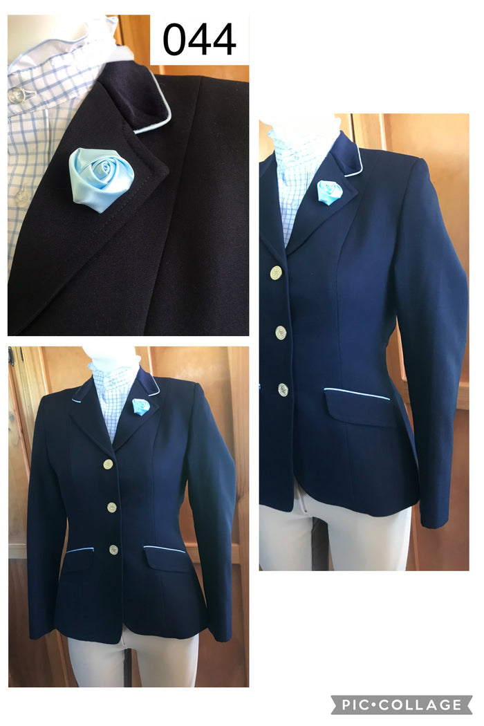Navy Open or Dressage Jacket With Pale Blue Trim Childs (044)