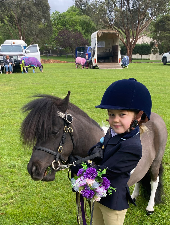 Navy Open or Dressage Jacket With Pale Blue Trim Childs (044)