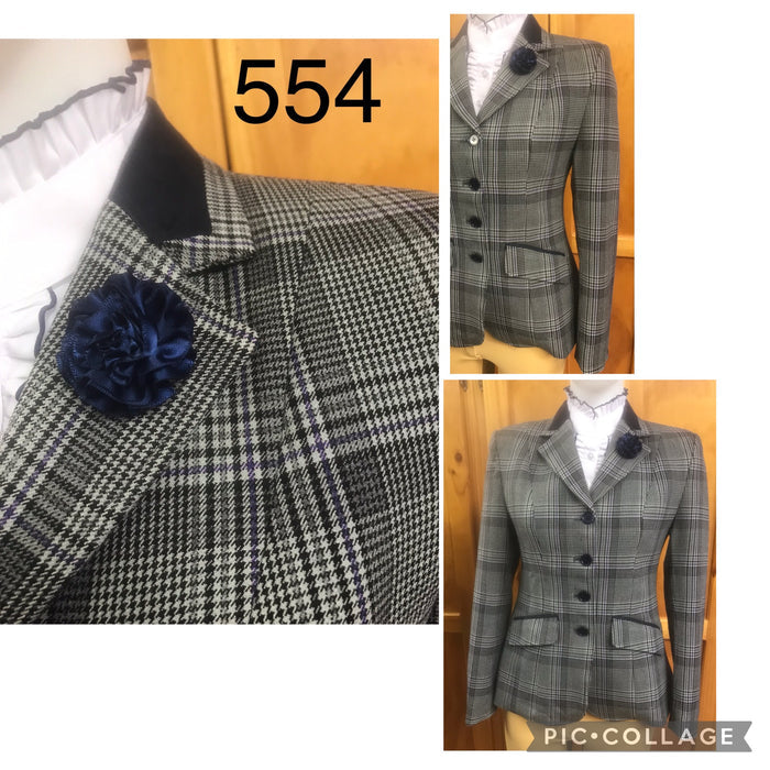 Navy, Very Faint Purple & Cream Tweed Check "NEW" Show Hunter Jacket With Navy Trims Adults (554)