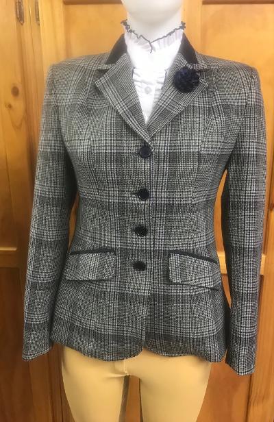 Navy, Very Faint Purple & Cream Tweed Check "NEW" Show Hunter Jacket With Navy Trims Adults (554)
