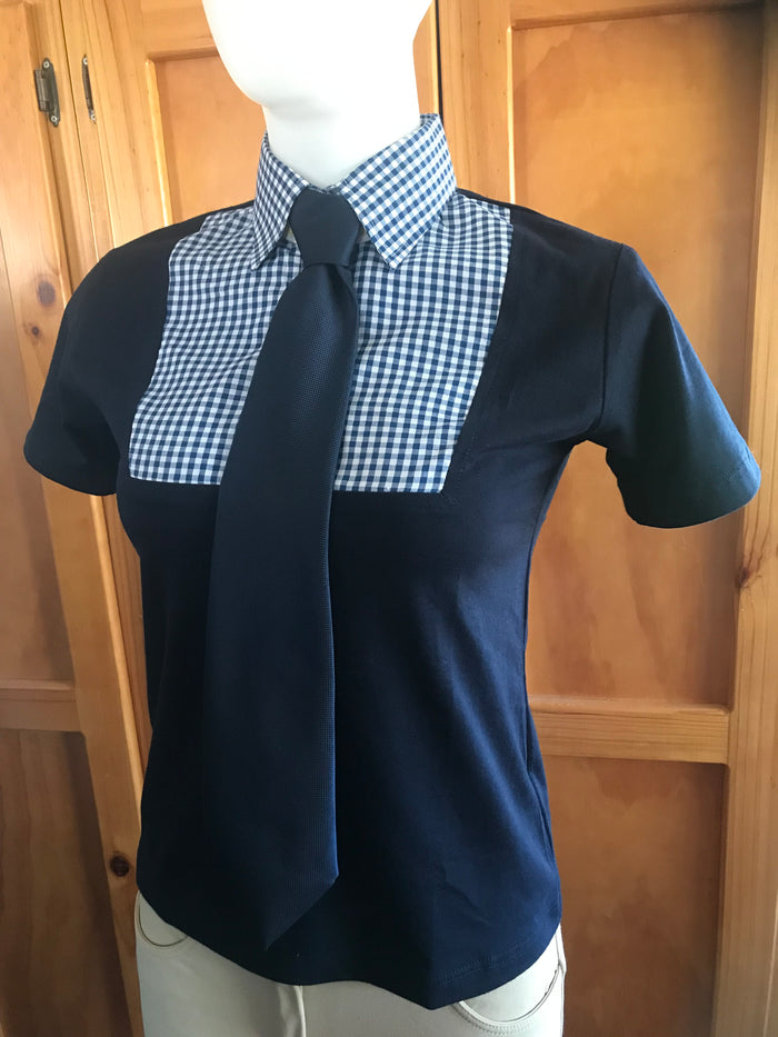 Navy & White Check Adults Tie T-Shirt (102)
