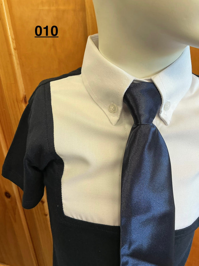 Navy & White "NEW" Childrens Tie T-Shirt (010)