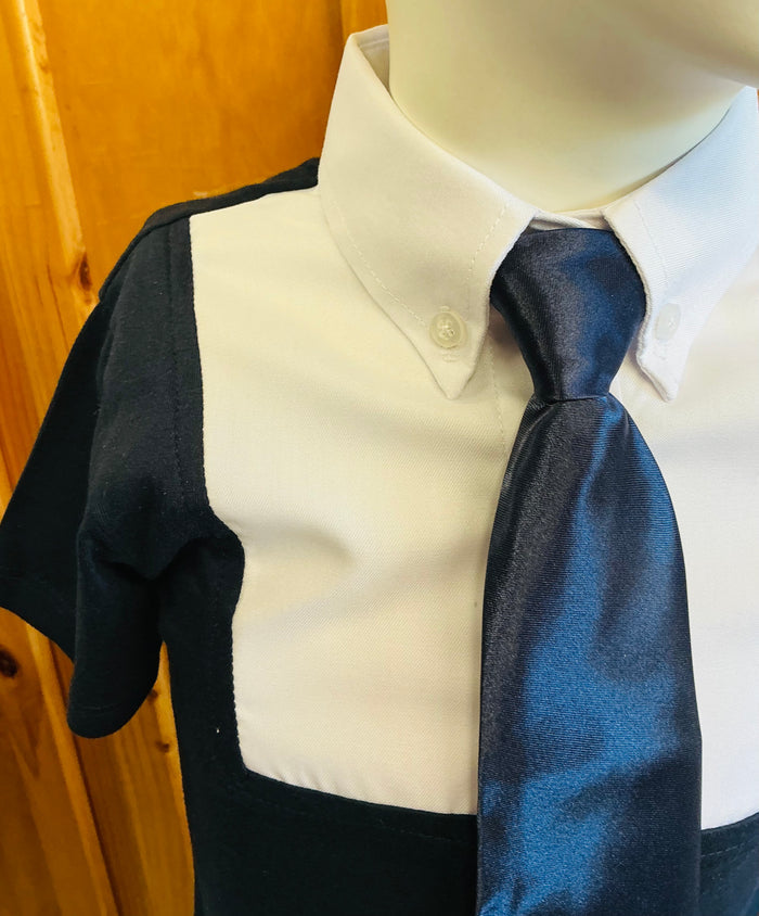 Navy & White "NEW" Childrens Tie T-Shirt (010)