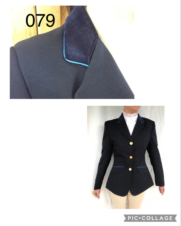 Navy With Fine Royal Blue Trims Open Or Dressage Jacket Adults (079)