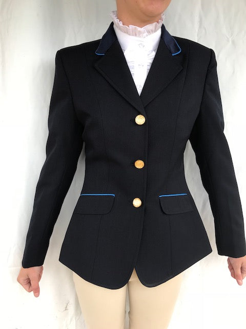 Navy With Fine Royal Blue Trims Open Or Dressage Jacket Adults (079)