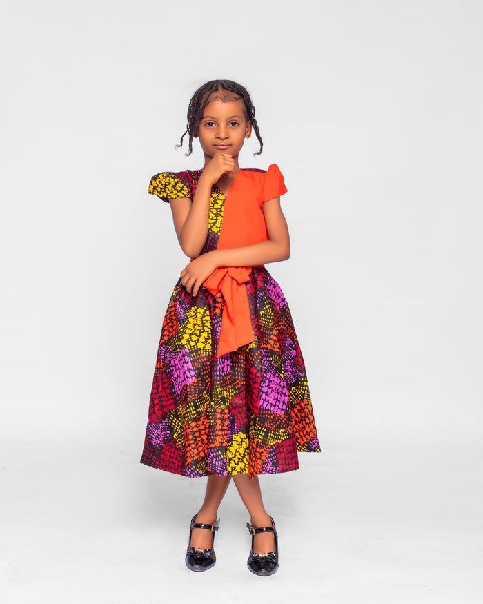 Neche Girls African Dress (in Vibrant Fall Colors)