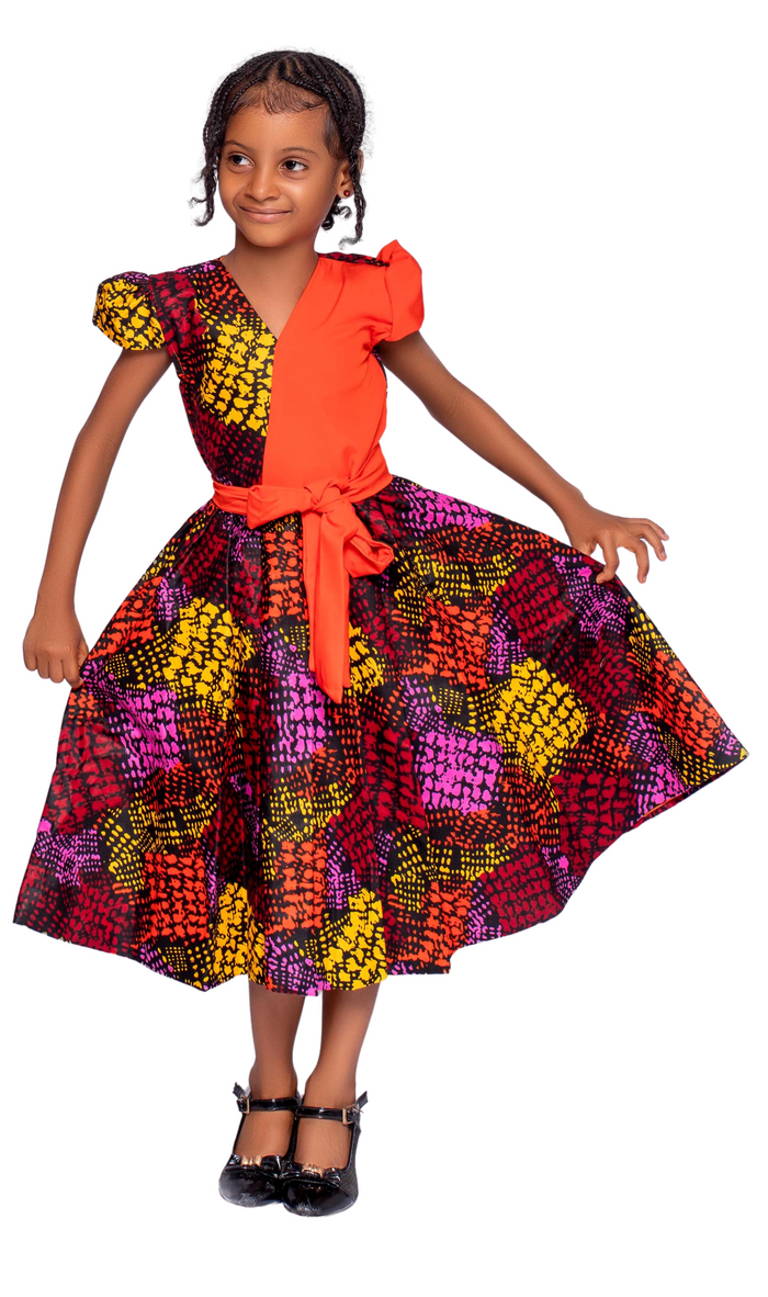 Neche Girls African Dress (in Vibrant Fall Colors)