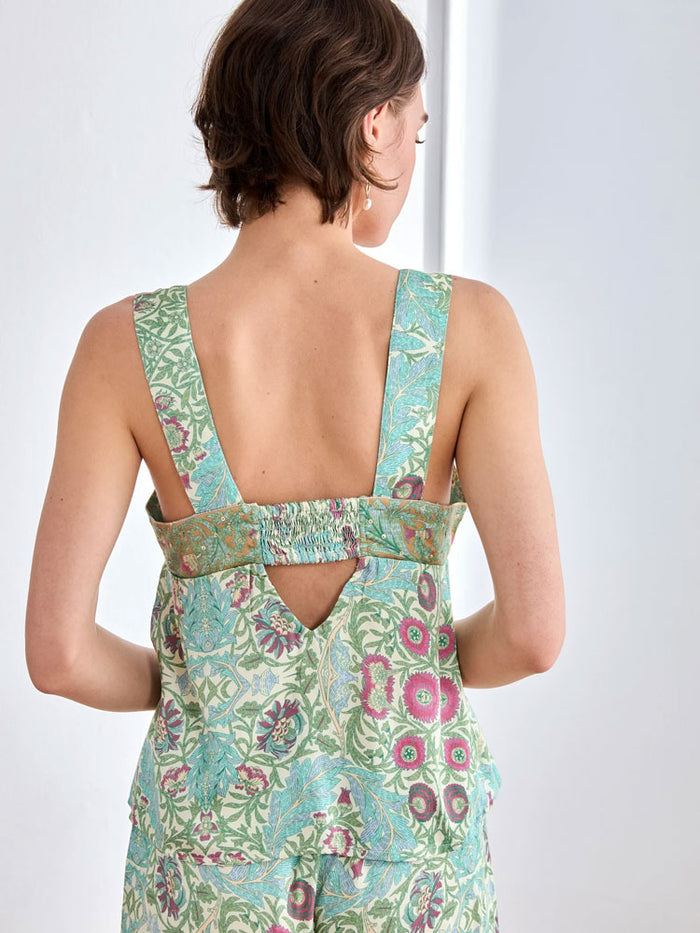Nekane Botanical Print Viscose Top Aqua