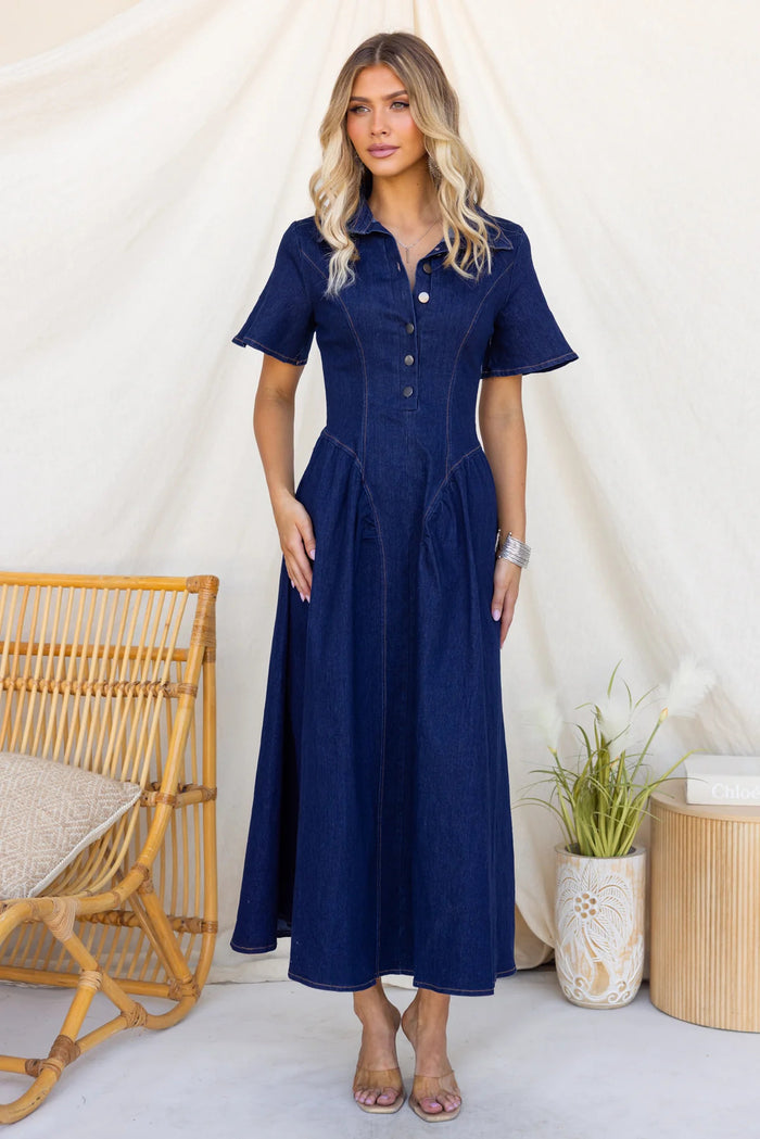 Neyo Midi Dress - Dark Blue