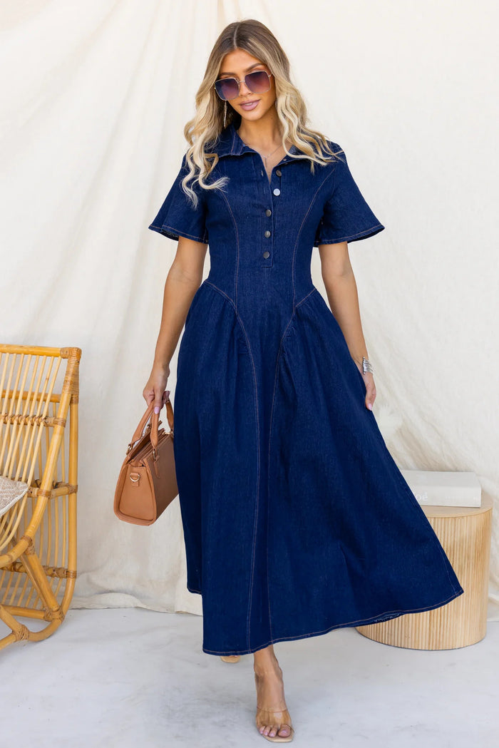 Neyo Midi Dress - Dark Blue