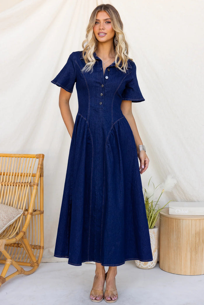 Neyo Midi Dress - Dark Blue