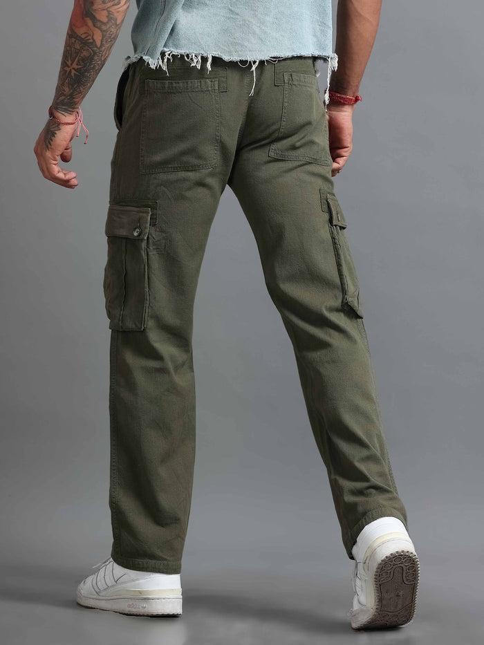 Olive Linen Cargo Pants for Men detail view - Nomade Utility Linen Cargo by Italian Colony