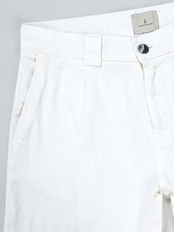 White Linen Cargo Pants for Men detail view - Nomade Utility Linen Cargo by Italian Colony