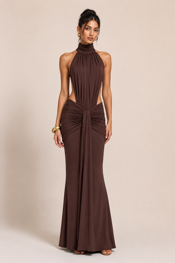 Nyxie Maxi Dress - Brown