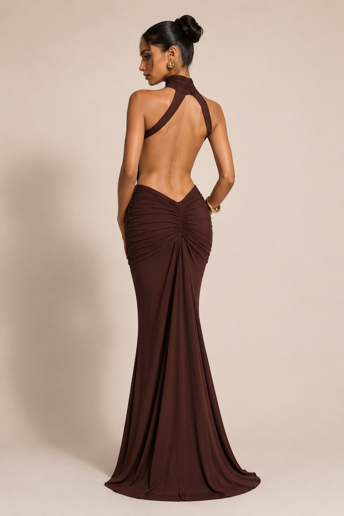 Nyxie Maxi Dress - Brown
