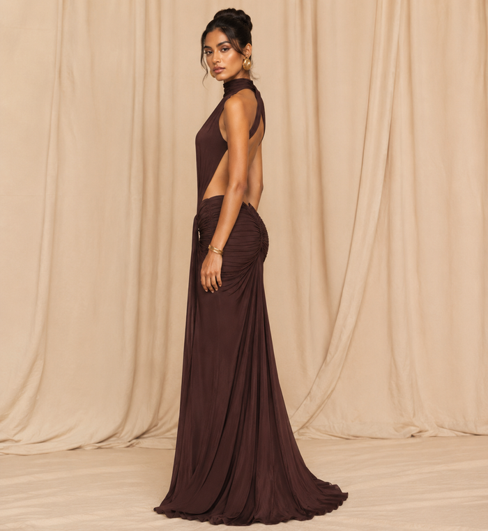 Nyxie Maxi Dress - Brown