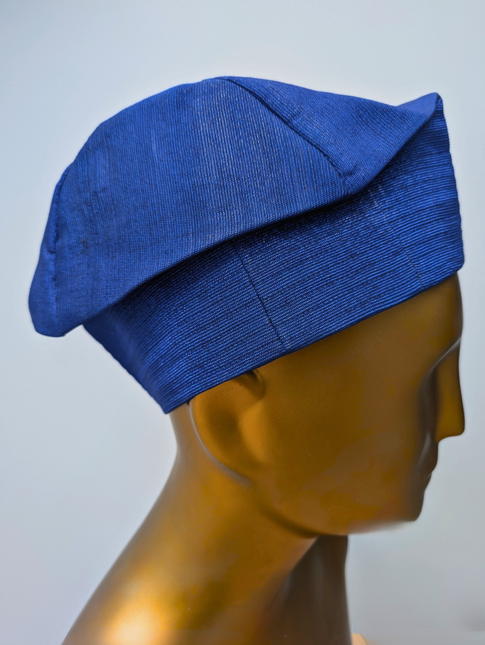 Oba Aso Oke African Cap – Royal Blue (Fila Hat)