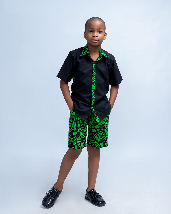 Obi Boys' African Print Co-Ord Set (Shirt and Shorts)