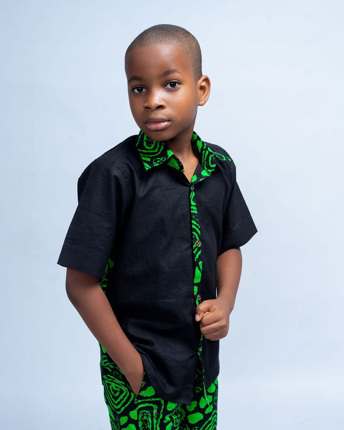 Obi Boys' African Print Co-Ord Set (Shirt and Shorts)
