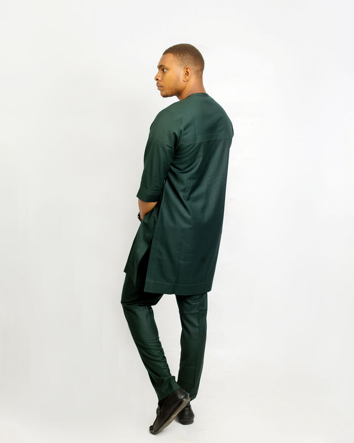 Ogah Men’s Kaftan Set – Forest Green Embroidered