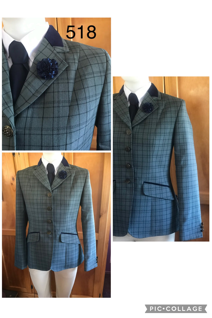 Olive & Black Check With Navy Trims (518) Adults Show Hunter Jacket