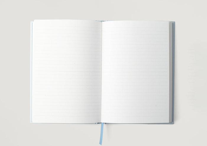 The journal open, showing the lined pages