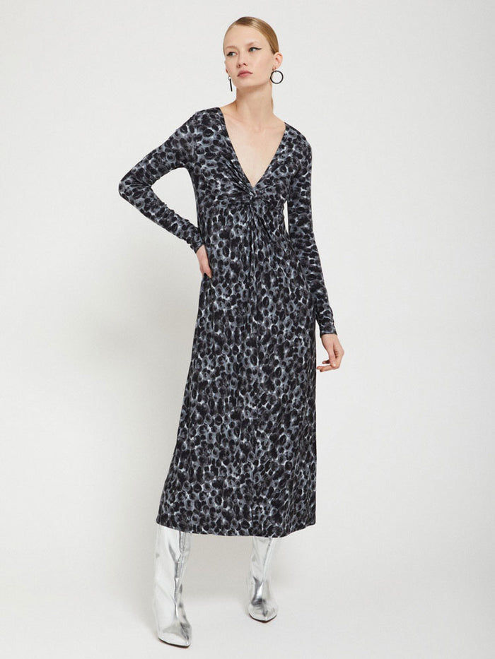 Ottod'Ame Printed Viscose Long Dress with Knot