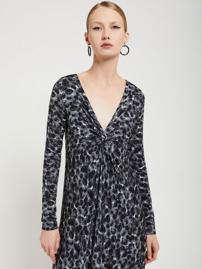 Ottod'Ame Printed Viscose Long Dress with Knot