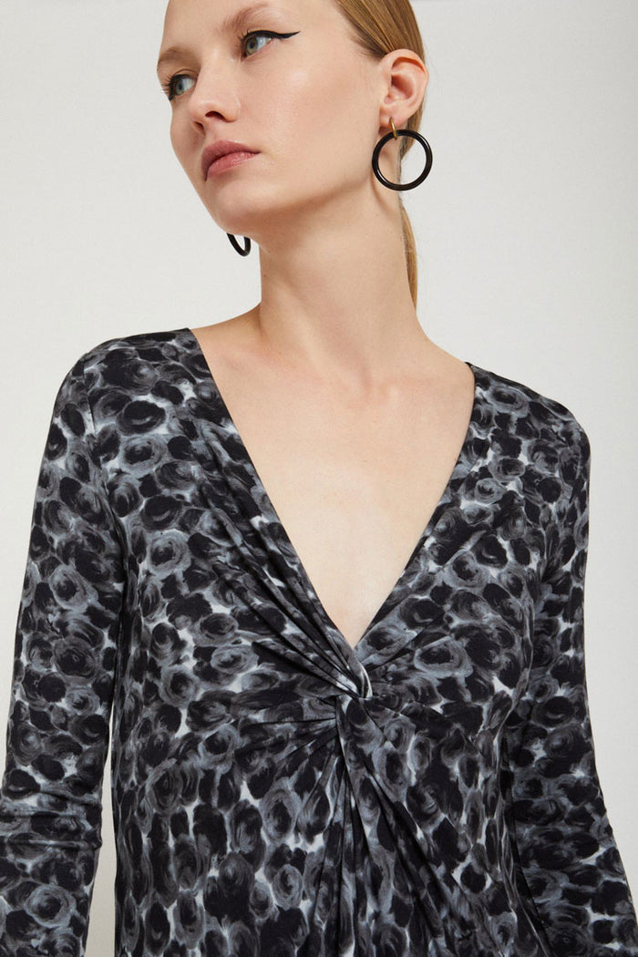 Ottod'Ame Printed Viscose Long Dress with Knot