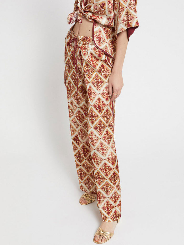 Ottod'Ame Printed Viscose Palazzo Trousers Sand