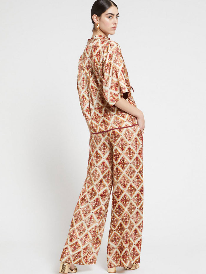 Ottod'Ame Printed Viscose Palazzo Trousers Sand