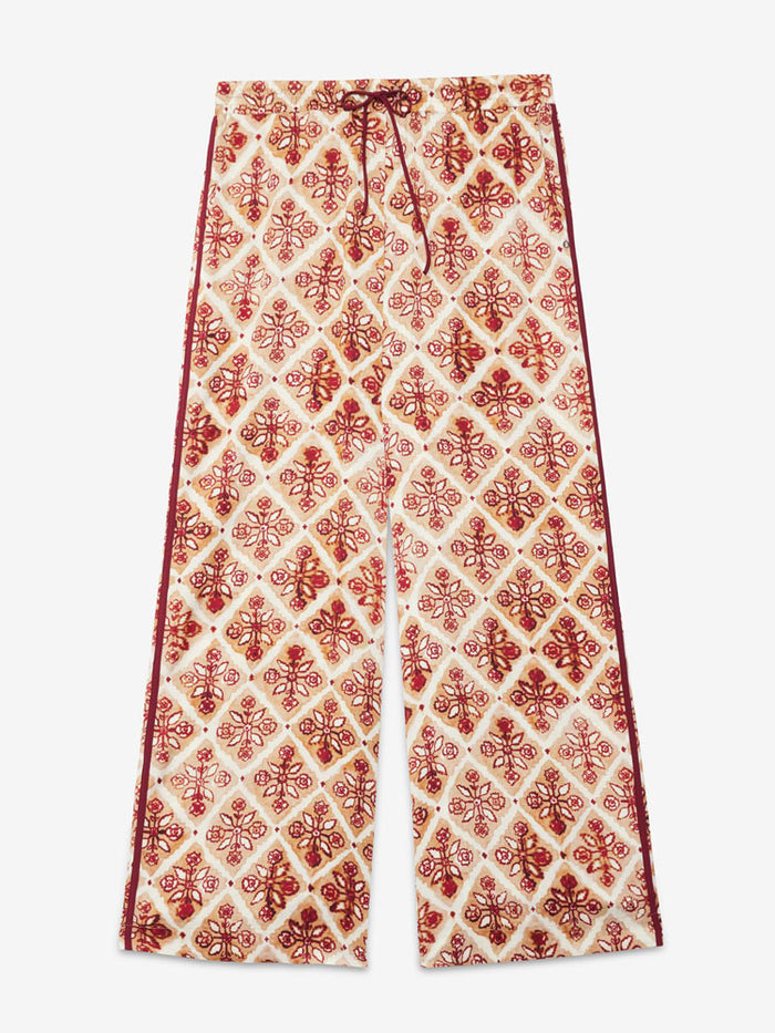 Ottod'Ame Printed Viscose Palazzo Trousers Sand
